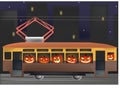 Halloweens pumpkins ride tram